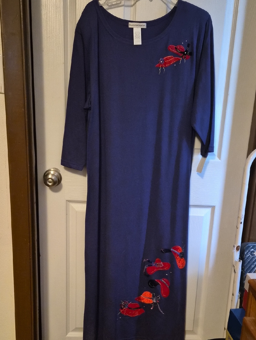 Purplr Maxi Dress with Red Embellishments Of Zred Hats